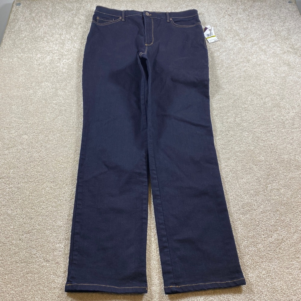 Gloria Vanderbilt Amanda Jeans Womens 14 Dark Indigo Straight Leg High Rise 9575
